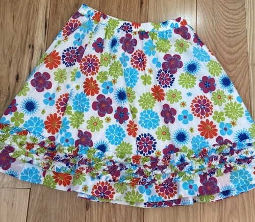 L.L. Bean Spring Ruffle multicolor floral girl size 14 Lined skirt - Picture 5 of 6