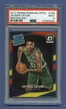 2017 JAYSON TATUM ROOKIE PSA 9 MINT PANINI DONRUSS OPTIC RED/YELLOW #198 RZC