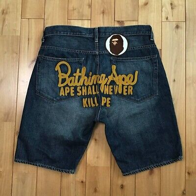 BAPE Champion embroidered denim shorts A Bathing Ape Size M BAPE Champion embroidered denim shorts A Bathing Ape Size M