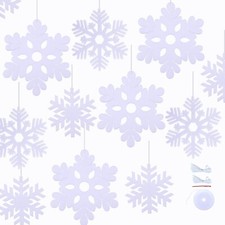 40 PCS White Snowflake Ornaments Felt Hanging Snowflakes Decorations for Outd...