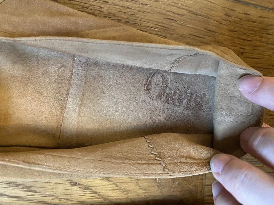 Zapatillas de viaje Orvis de cuero/gamuza vintage raras para hombre. 10,5 pulgadas de largo (C3) Foto 3 de 3