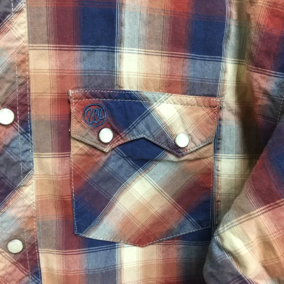 Рубашка на пуговицах Wrangler 2XL молодежная коричневая клетчатая жемчужная на кнопках вестерн ковбойская для мальчиков - Изображение 3 из 4