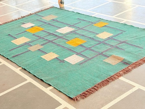 Handwoven Wool Jute Kilim Rug Handwoven Wool Jute Christmas Gift Jute Area Rug