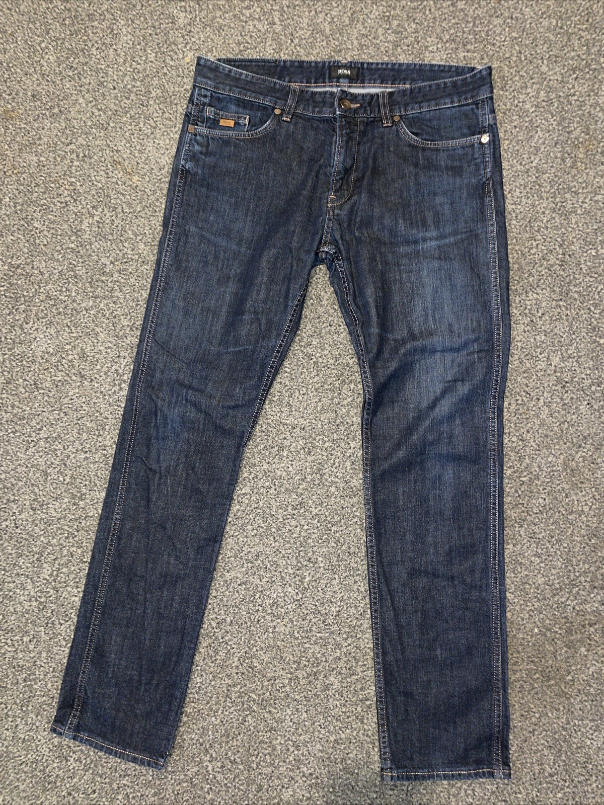 Hugo Boss Mens Jeans 34x32 Blue Delaware 3 Regular Straight Dark Wash