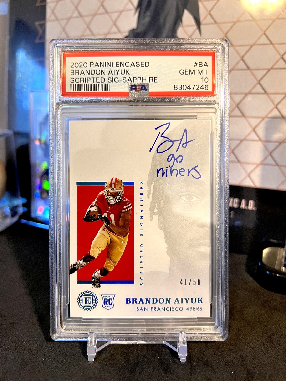 Brandon Aiyuk Panini Encased Scripted Signatures #BA Sapphire