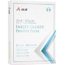 100-500 Sheets A-SUB Inkjet Glossy Printer Paper 8.5x11 Thin 36lb Brochure Flyer