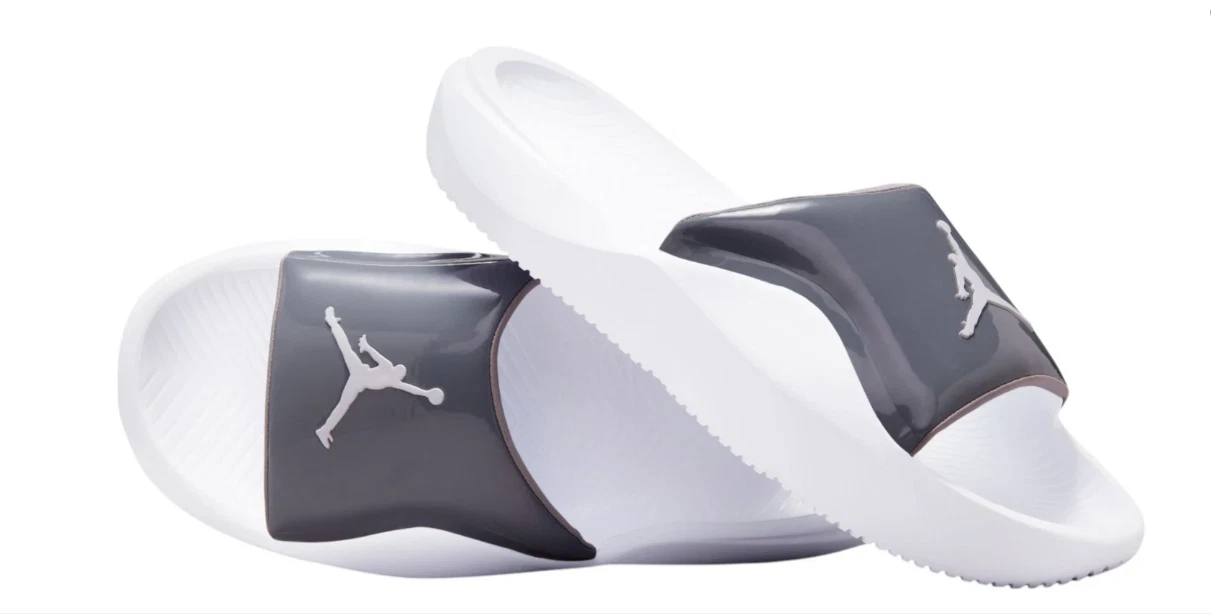 NUOVO Jordan Franchise Slides Sandalo COMFORT Uomo Grigio Bianco