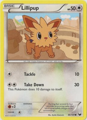 Pokemon - Lillipup - 86/108 - Common - BW - Dark Explorers - NM | eBay