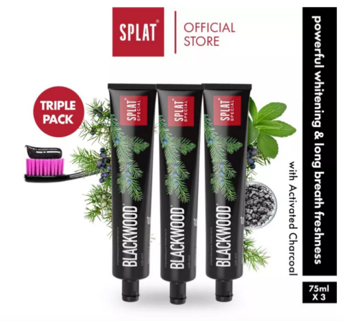 3 SPLAT BLACKWOOD ZAHNPASTA BIRKE ANTHRAZIT JOLDERBEEREN STEVIA - Bild 1 von 6