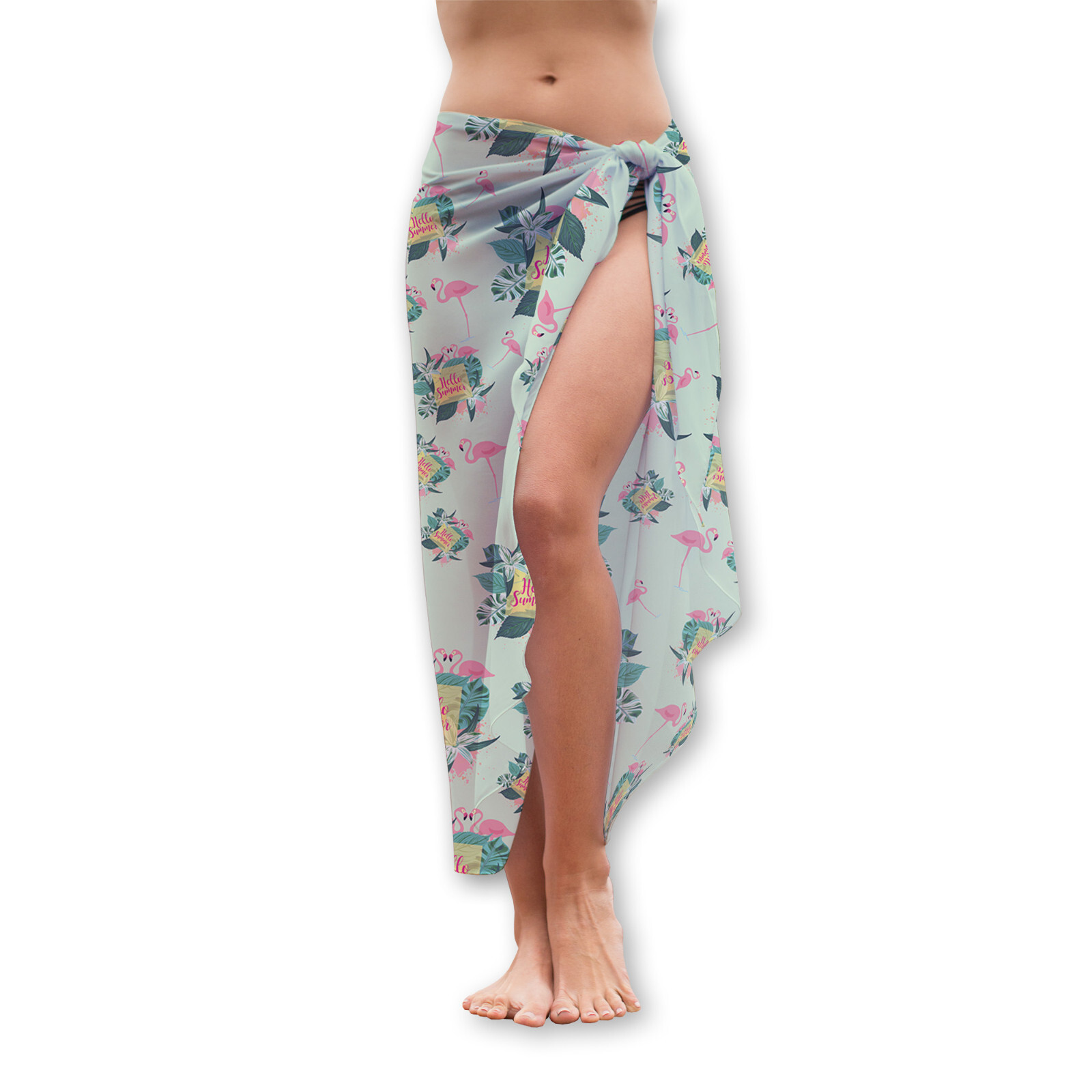 Verde Diseño De Flamenco De Verano Hello Sarong Para Playa