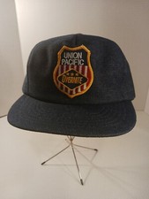 Vintage Union Pacific Overnight Rail Road Hat Cap Snap Back Denim