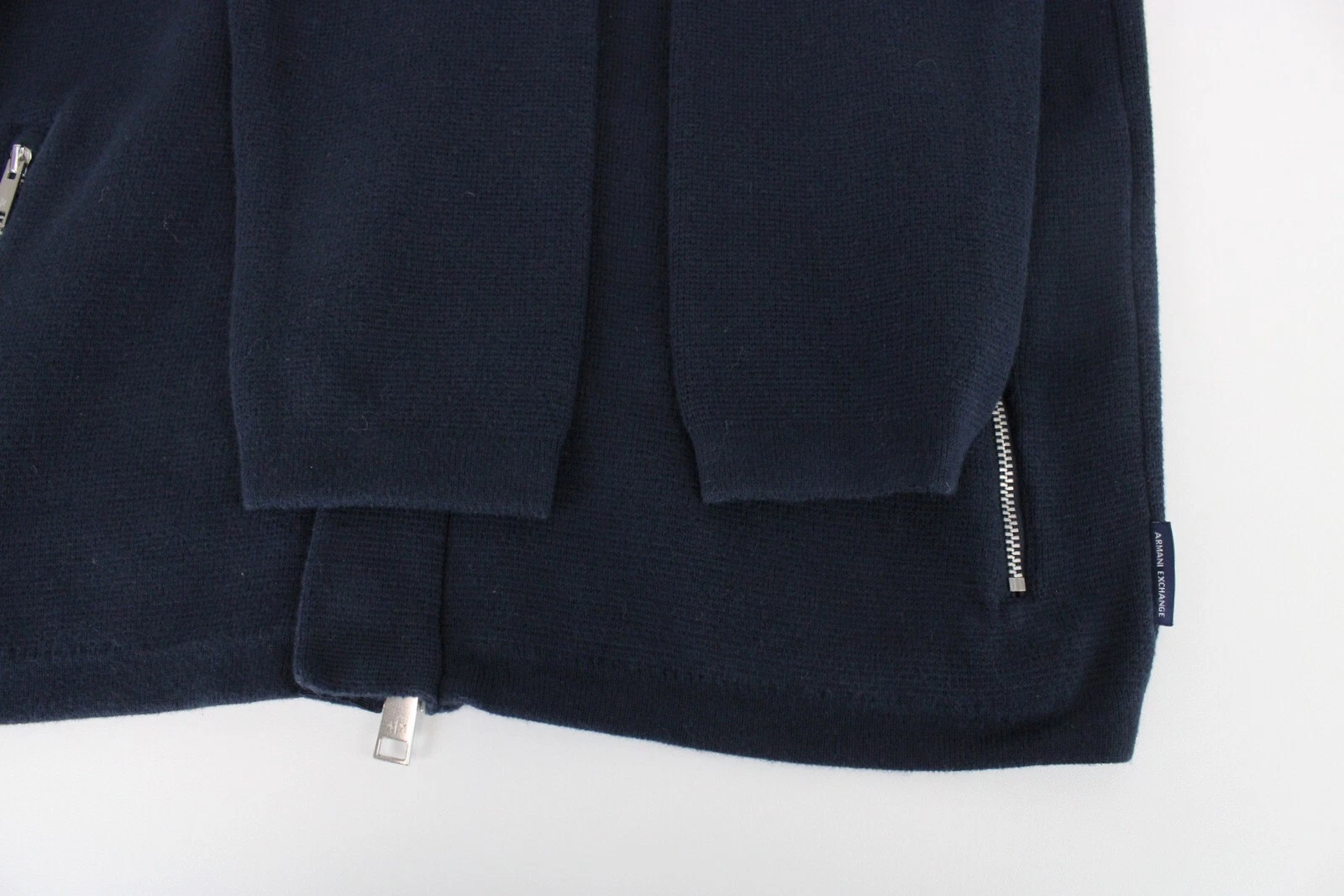 SACAI Armani Exchange Felpa con Cappuccio Uomo M Zip Cappuccio Nascosto Tasche Blu