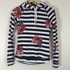 Joules Womens Marlston STriped Floral Hoodie Sweatshirt sz 2 NWT Cotton