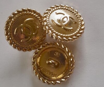 3er Set Chanel Knöpfe, 21 mm, goldfarbenes Metall