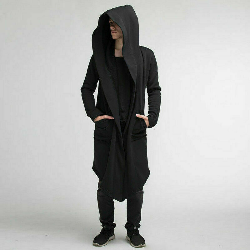 Gotischer Trenchcoat Für Herren - Retro-Langmantel Mit Kapuze Für Besondere Anlässe