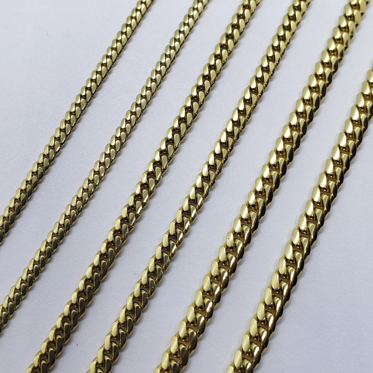 18K Solid Yellow Gold Miami Cuban Link Chain Necklace Men