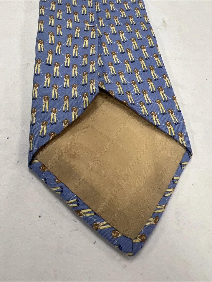 Burberry Men's Light Blue & Brown Novelty Golf Silk Neck Tie $295 - Image 3 of 4