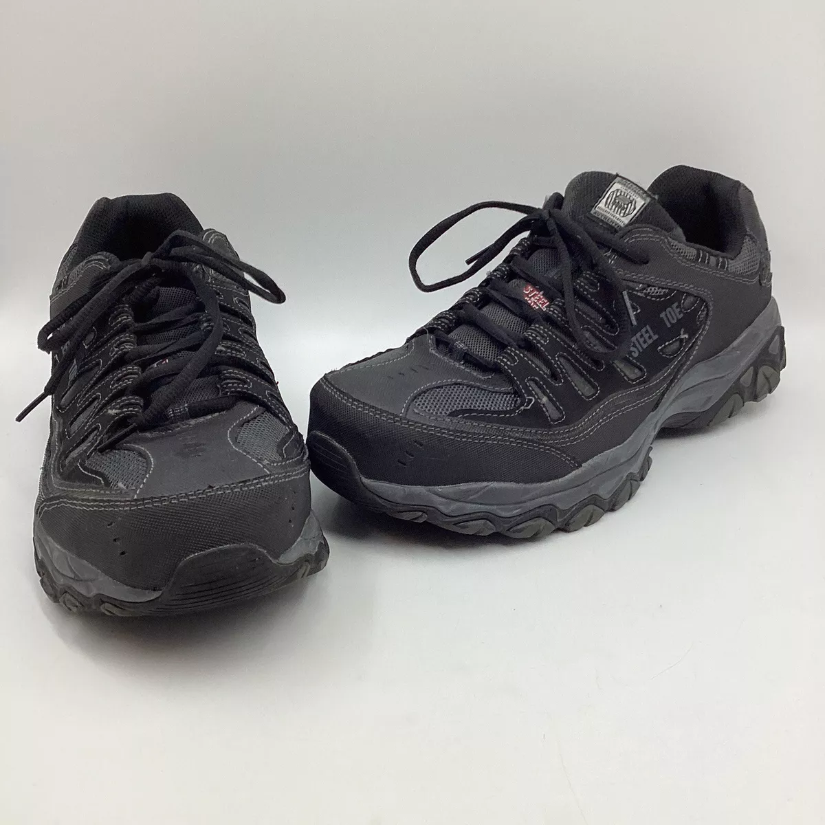 SKECHERS Mens Sz 12 Athletic Work Shoes Alloy Toe Steel Plate Slip