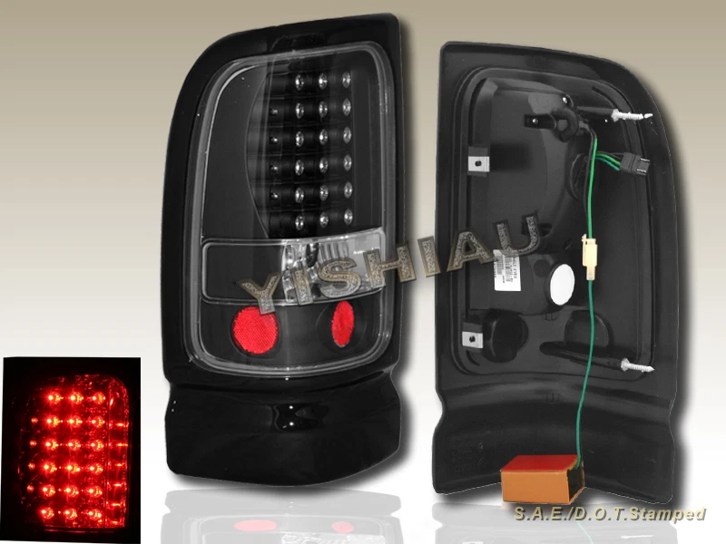 94-99 00 01 DODGE RAM 1500/2500/3500 JDM BLK L.E.D TAIL LIGHTS - Image 2 of 2