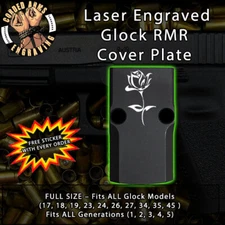 Rose 2 - Laser Engraved RMR Cover Plate for Glock 19 17 23