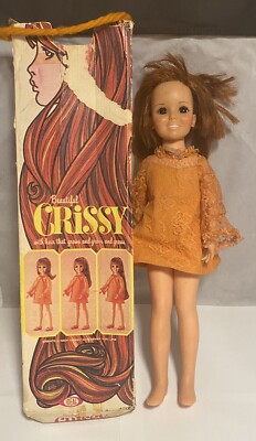 Vintage Crissy Doll With Growing Hair Orange Lace Dress by Ideal 1968 NEEDS TLC