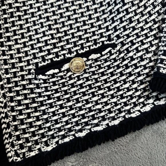 Cárdigan Suéter Tahari Tejido Negro Náutico Dorado Botones Para Mujer XL Dinero Antiguo Foto 2 de 4