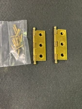 (5 Pack) Pair of Hinges 2 inch x 1-3/8 inch Loose Pin Brass Plated