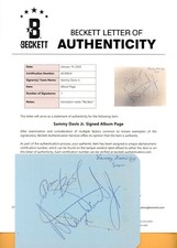Sammy Davis Jr Signed BAS COA 4X6 Album Page Auto Autographed Rat Pack Beckett