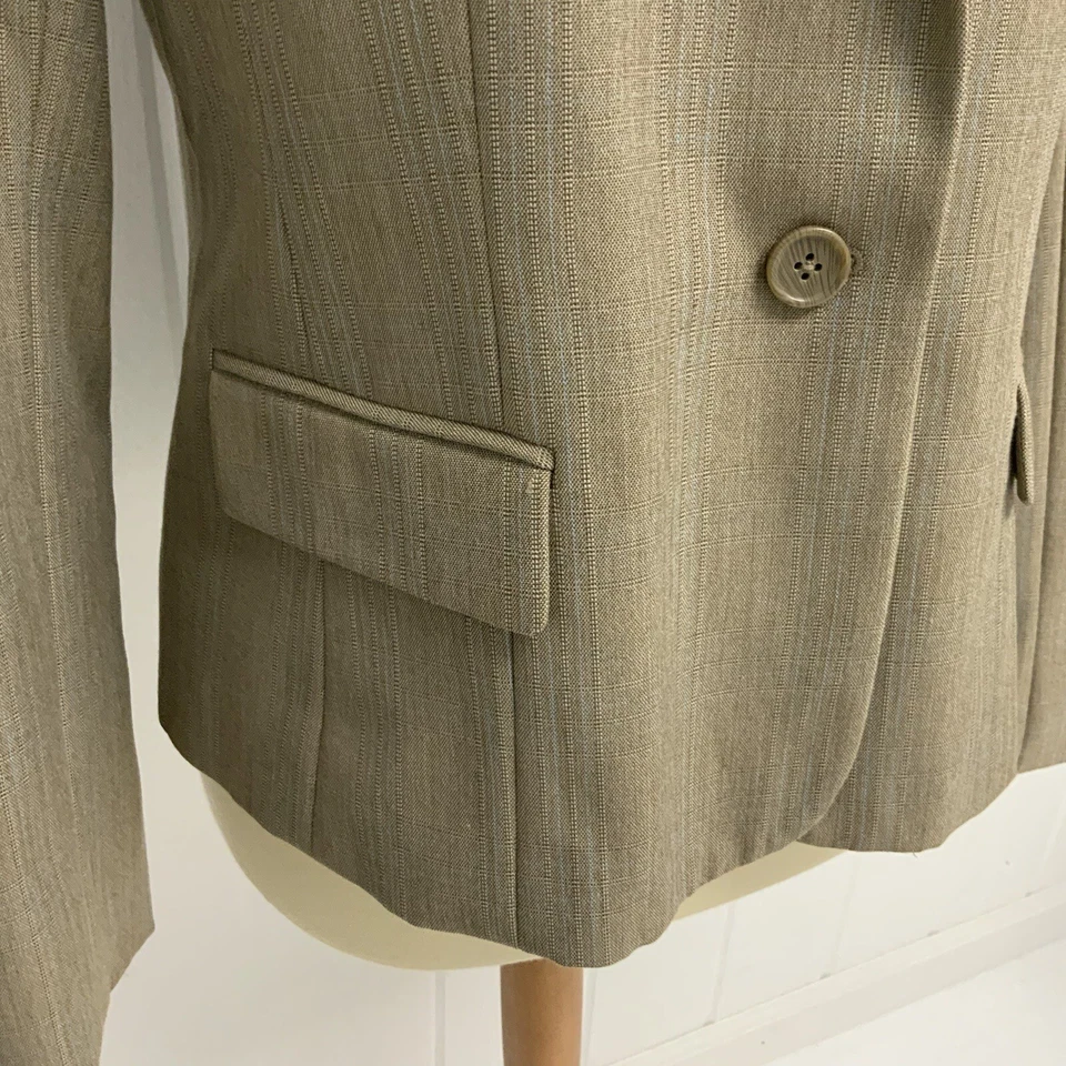 Rafaella 女式卡其色格子 2 按钮前穿工作西装外套 8P 码 — 第 4/4 张图片