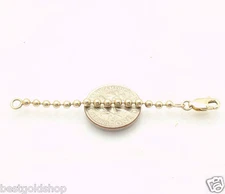 2.5mm Solid Shiny Ball Bead Chain Necklace Extender Clasp Real 10K Yellow Gold
