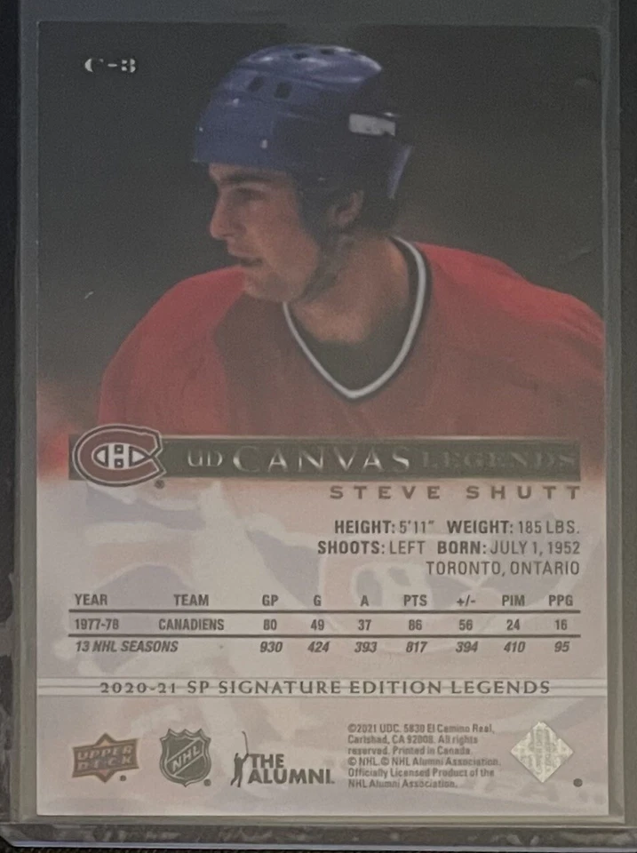 2020-21  Sp Signature Edition STEVE SHUTT LEGENDS UD CANVAS #C-3 MONTREAL - Image 2 of 2