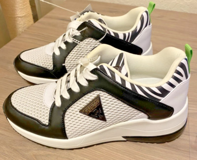 NWT Guess Jeans Women's Sneakers Size 6.5 Zebra Mob Wife Preppy Casual Walking