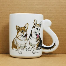 Vintage Corgi White Coffee Mug Cup Pets Dogs by Artmark - 10oz - Clean