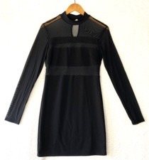 Haute Monde LBD Dress Large Sheer Long Sleeve Sheath Witchy Whimsigoth Vampcore