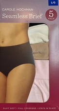 NWT Carole Hochman Womens 5 Pack Seamless Briefs Size Large Black Pink Tan White