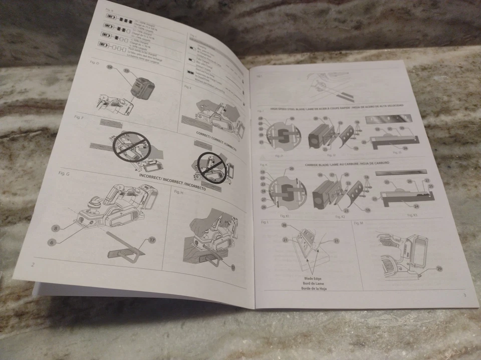 Planificador de mano DEWALT DCP580 20V 3 1/4*** SOLO MANUAL DEL PROPIETARIO *** Foto 3 de 3