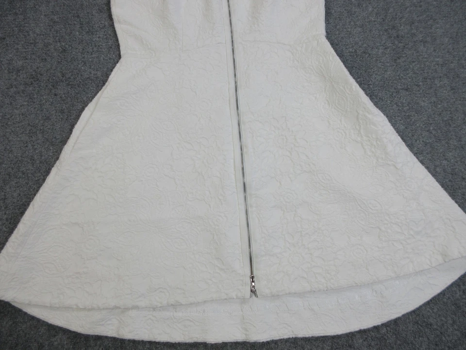 Leifsdottir Dress Womens 14 White Textured Floral Jacquard Sleeveless Zip Lined - Image 2 of 4