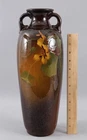 Lrg 15" Antique WELLER Art Pottery LOUWELSA Nasturtiums Pattern Vase NO RESERVE