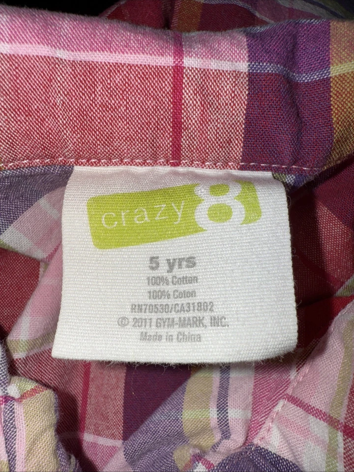 Vestido Crazy 8 Talla 5 Rosa/Púrpura Cuadros Volantes A Cuadros 2011 Verano Iglesia Fiesta Foto 4 de 4