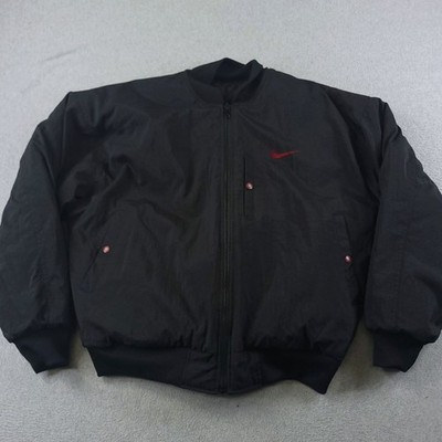 Nike Jacket Mens Medium Reversible Puffer Red Black Vintage Swoosh