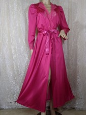 Vintage Olga Pink Lace Nylon Wrap Style Lingerie Dressing Gown Peignoir Robe L