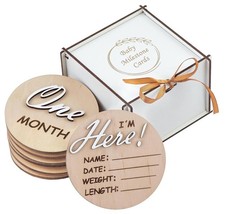 3D Wooden Monthly Milestone Cards, for Baby Photos, Milestone...