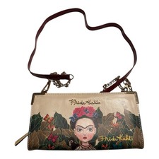 Beige Frida Kahlo Purse W/ Floral Print