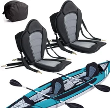 2 Pack of Kayak Seat Deluxe Padded Canoe Backrest Sit On Top Black/Gray 