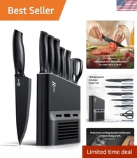 All-in-One 7-Piece Knife Set with Scissors and Block - Perfect for Home Chefs