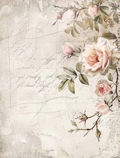 Pink Rose Letter #4 | A4 Mulberry Rice Paper | Paper for Decoupage