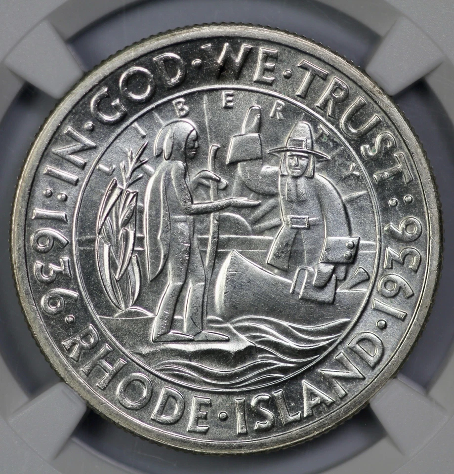 1936 Rhode Island 50c Commemorative Proof Like Silver Half Dollar NGC PL 66 - Image 2 of 4