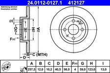 2x Ate 24.0112-0127.1 Bremsscheibe für ALFA ROMEO  passend für FIAT LANCIA 24.01