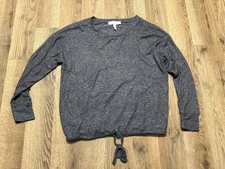 Planet Gold Shirt, Women's Size XS, Gray, Long Sleeve, Front Tie Waist