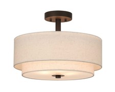Drum Semi Flush Light, 3 Light Semi Flush Mount Ceiling Light Fixture with Fa...